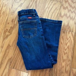 Boys Size 8 Slim, Wrangler Boot-Leg Jeans, Dark Wash